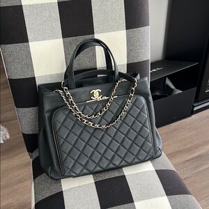 Chanel Black Quilted Tote with Gold Hardware